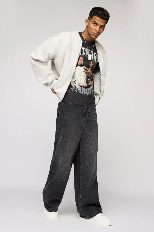 Fashionable Items Ink Wash Faded Men's Wide Leg Jeans