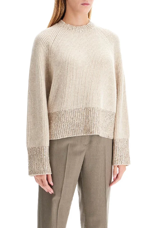 Street Sports Style Golden Goose Boxy Sweater With Crystals
