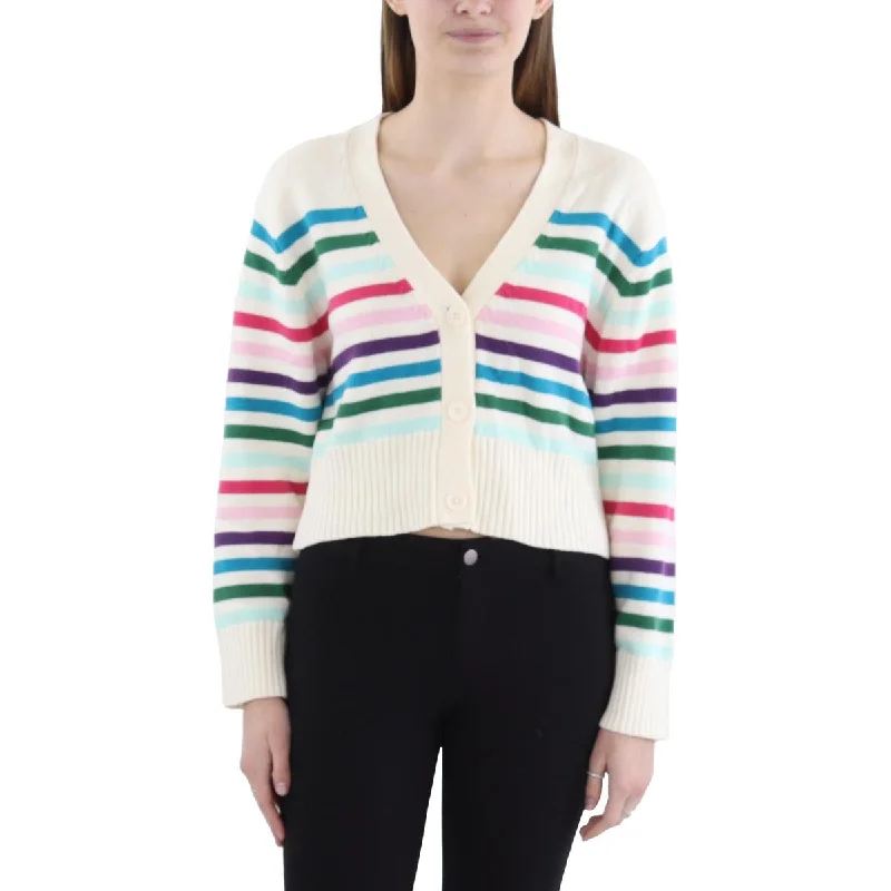 American Style Womens Striped Ribbed Cardigan Sweater