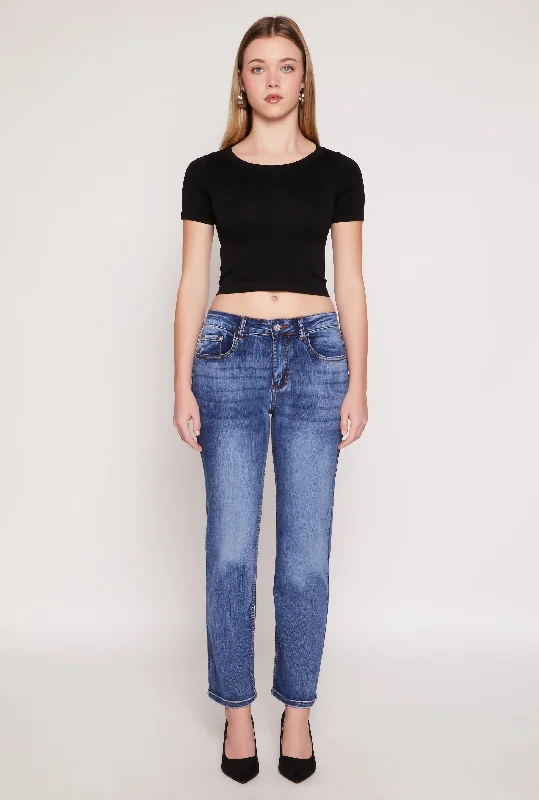 Lazy Style WAX Straight Leg Whiskered Jeans