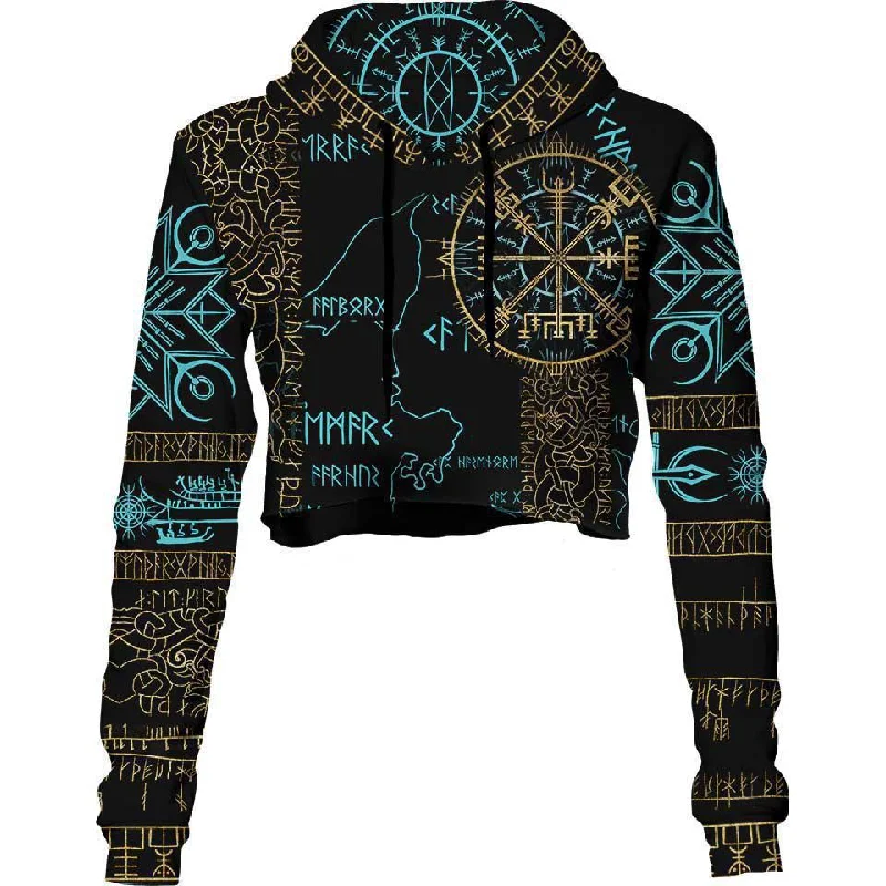 Feminine Charm Vegvisir Crop Hoodie - Limited