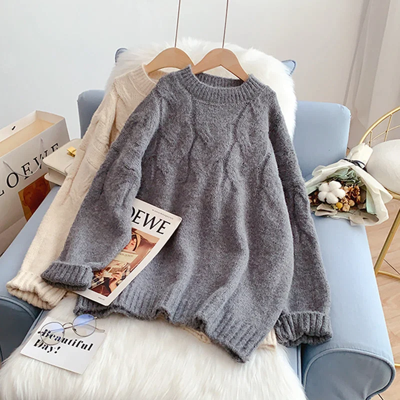 Exquisite Tailoring Twist sweater Korean lazy design sweater top  4939
