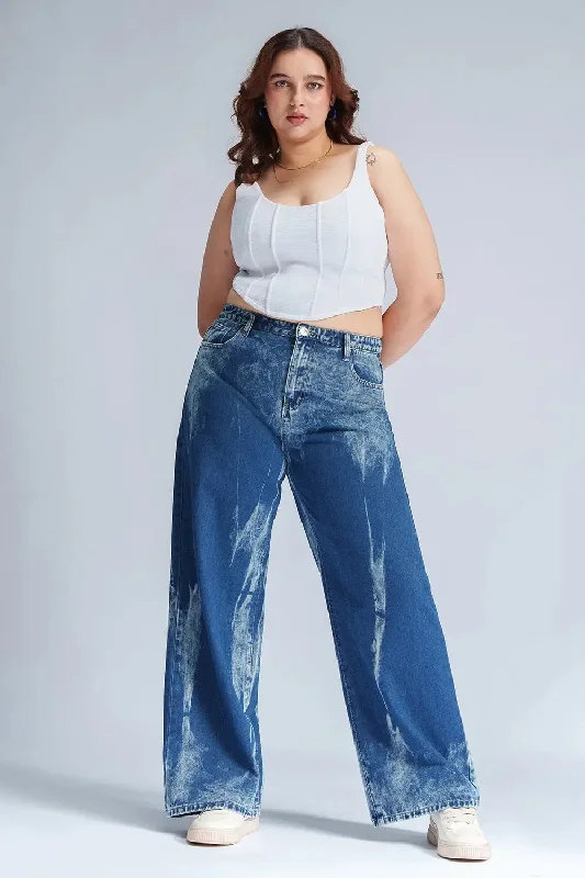 Creative Prints Stellar Sapphire Curve Wide Leg Jeans