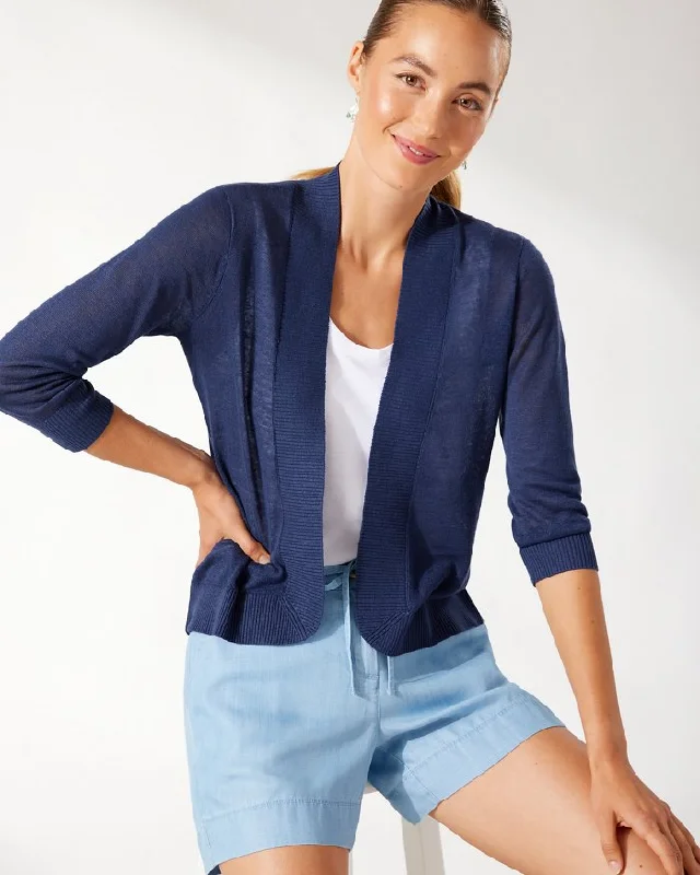 Floral Prints Tommy Bahama Women's Lea Open Cardigan - Island Navy