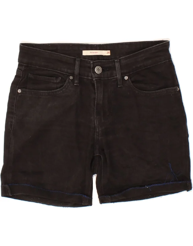 Classic Design LEVI'S Womens 711 Skinny Denim Shorts W28 Medium Black Cotton