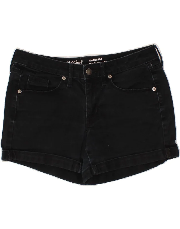 Wearable At Home Or Out MOSSIMO Womens Mid Rise Denim Shorts US 4 Small W27 Black Cotton Wearable At Home Or Out MOSSIMO Womens Mid Rise Denim Shorts US 4 Small W27 Black Cotton