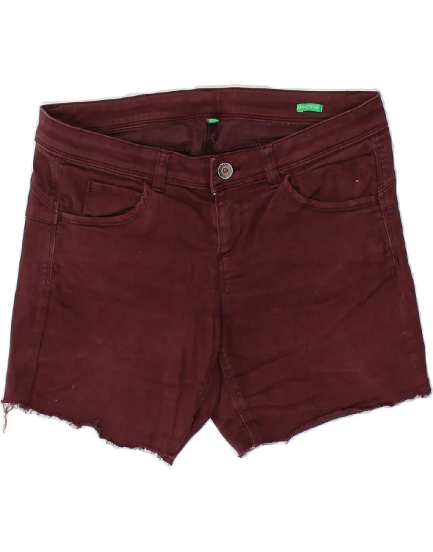 Casual Comfort BENETTON Womens Skinny Denim Shorts W29 Medium Burgundy Cotton