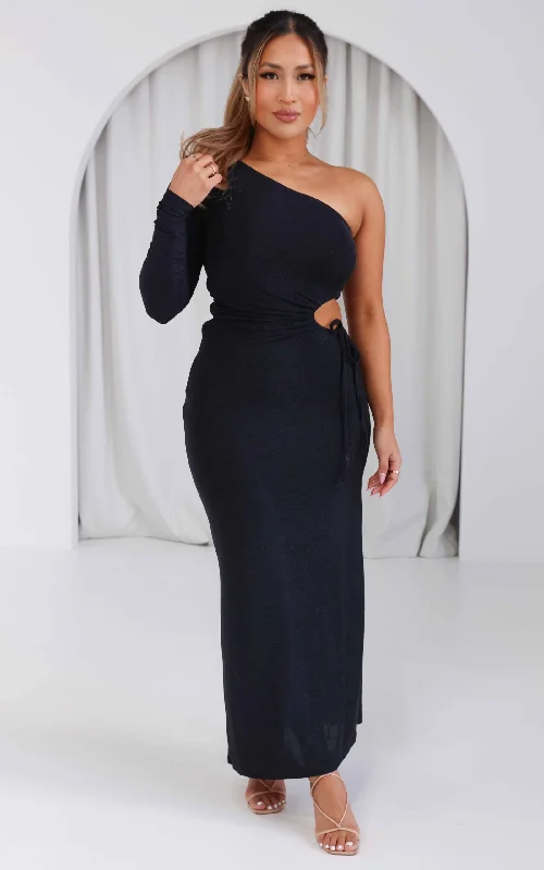 Elegant Wear Skyfall Maxi Dress - Black Navy Metallic