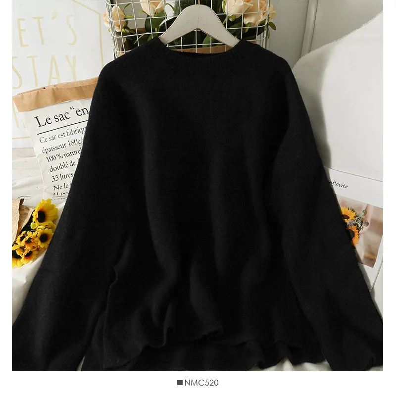 Boutique Recommendation Retro loose and thin medium and long split Pullover Sweater for women 2081 Boutique Recommendation Retro loose and thin medium and long split Pullover Sweater for women 2081