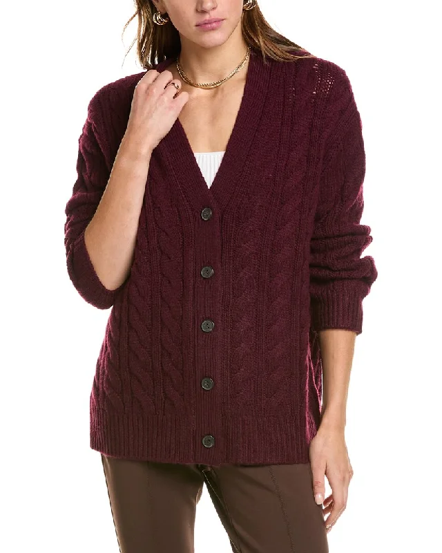 Luxury Style Vince Twisted Cable Oversized Wool & Cashmere-Blend Cardigan
