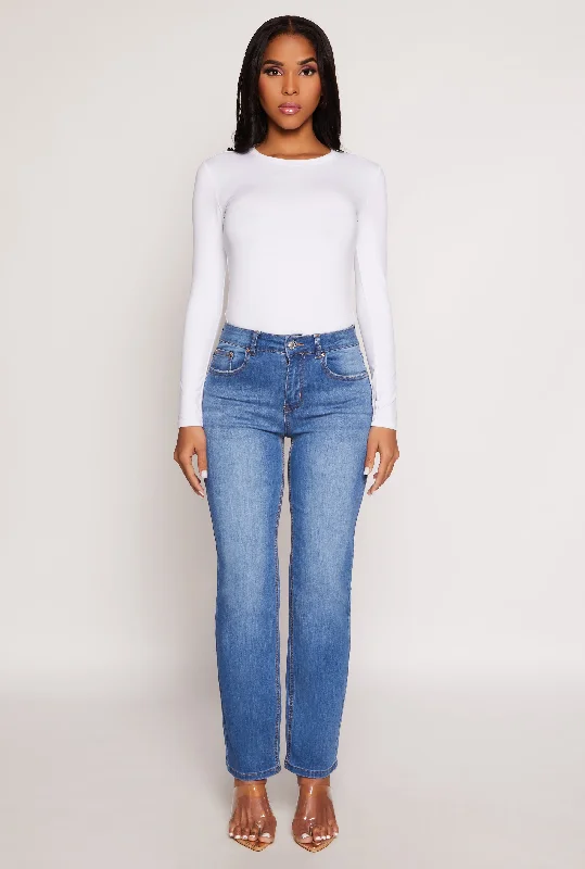 Versatile Items WAX Frayed Detail Straight Leg Jeans