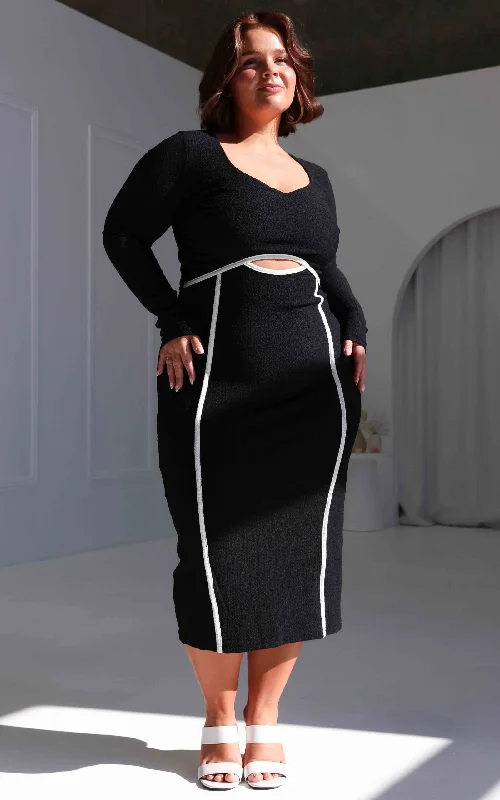 Refreshing Design Dylan Midi Dress - Black White