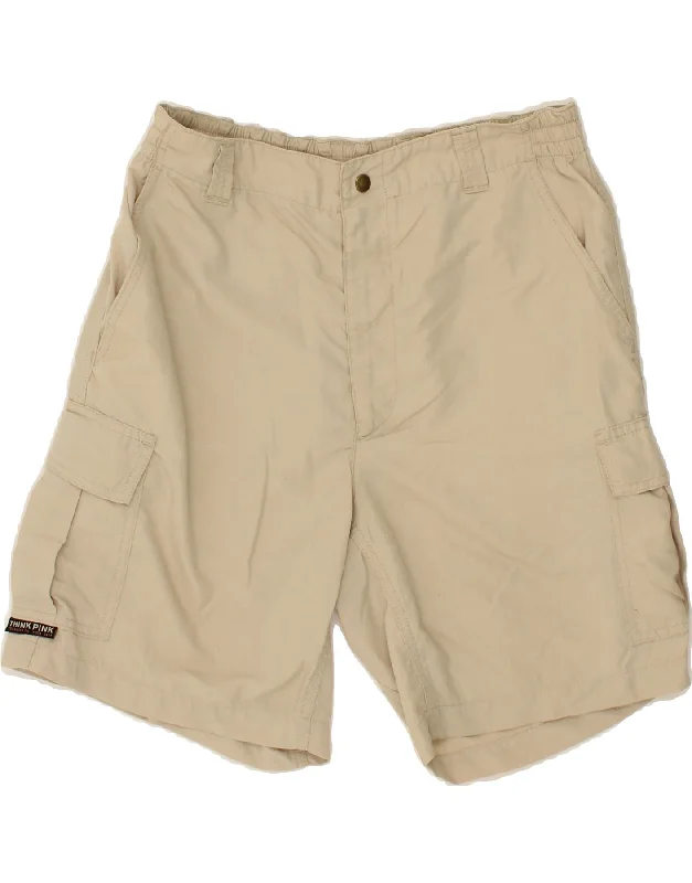 High-quality Design THINK PINK Womens Cargo Shorts IT 48 XL W36 Beige Nylon