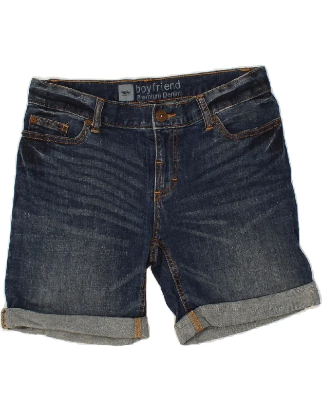 Classic Retro MOSSIMO Womens Boyfriend Denim Shorts US 4 Small W32 Navy Blue Cotton