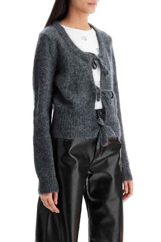 Celebrity Style Ganni Mohair Cardigan With Bow Accents