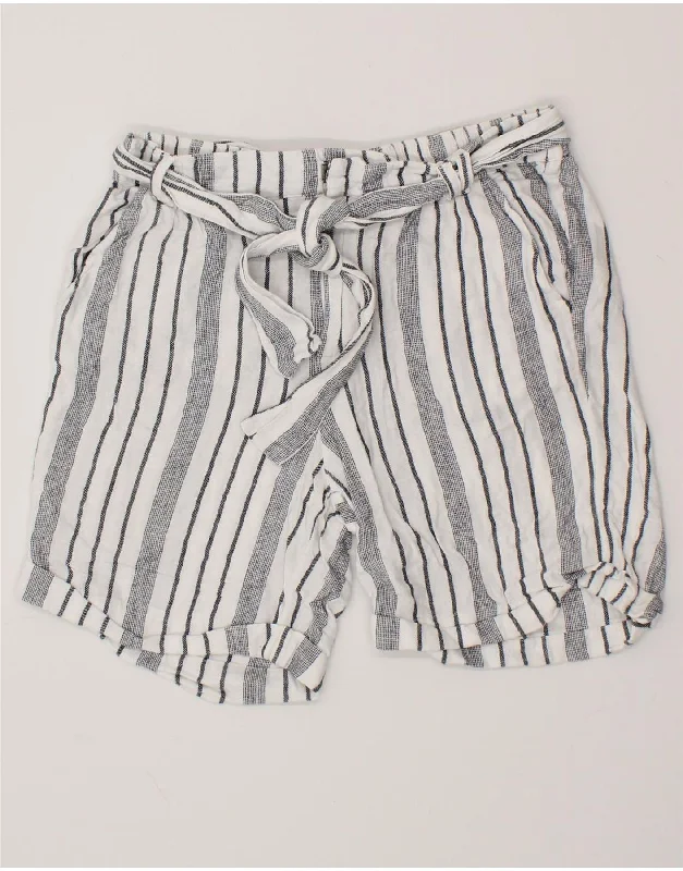Practical Style FAT FACE Womens Chino Shorts UK 10 Small W28 White Striped Linen