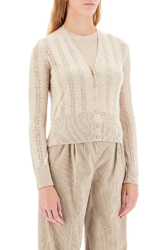 Windbreaker fashion Max Mara Studio Silk And Wool Blend Cardigan With