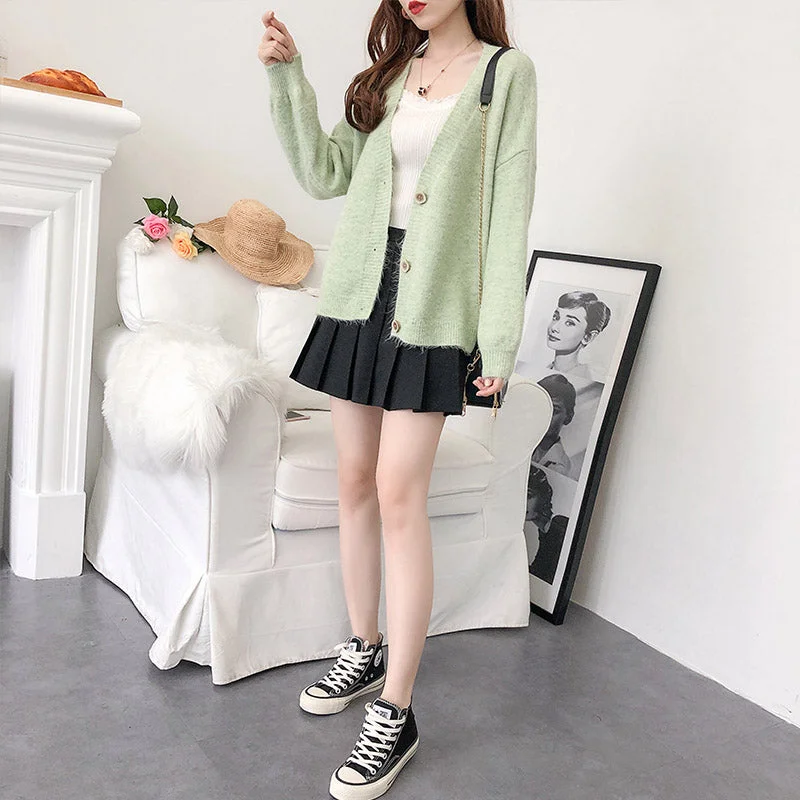 Romantic And Fresh Lazy wind small fresh knitted cardigan foreign coat  4914
