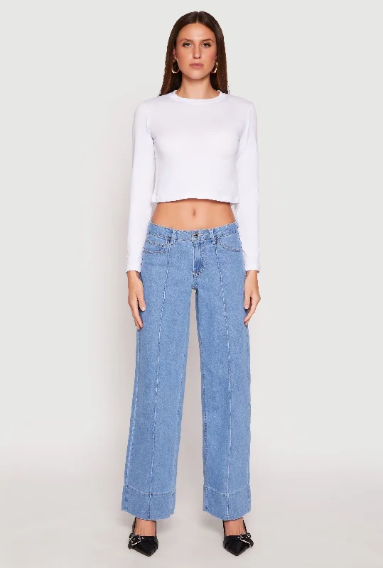 Classic Style Almost Famous Wide Leg Pintuck Jeans