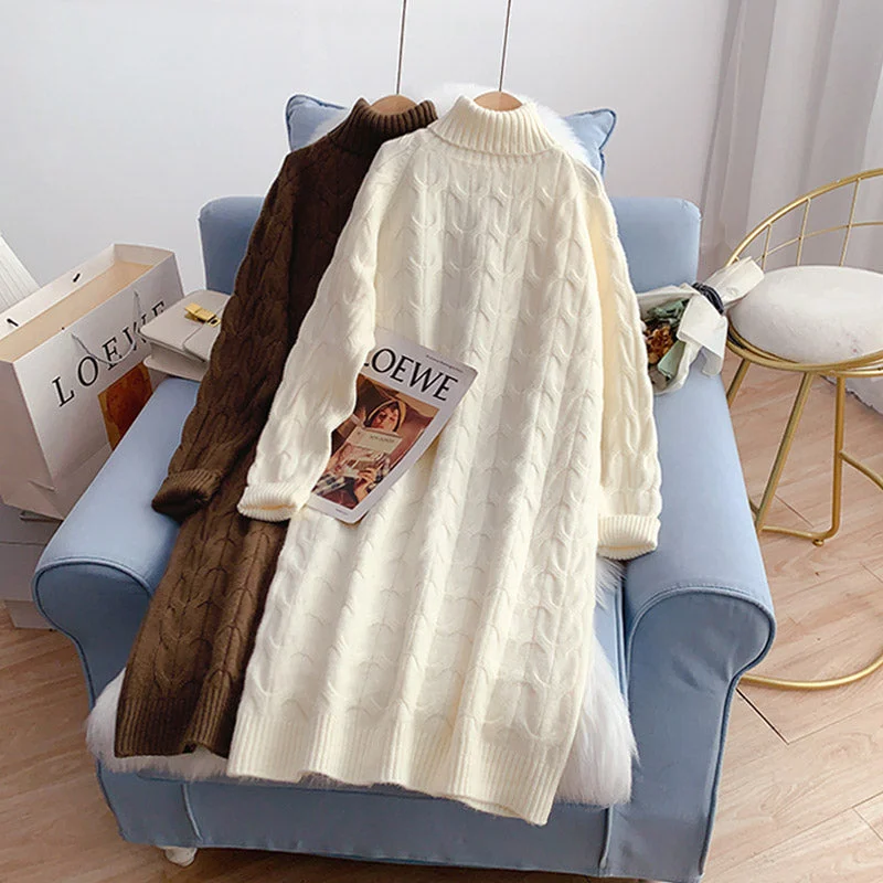 Retro Dress Long bottomed dress with loose thickened inner wool skirt  4928