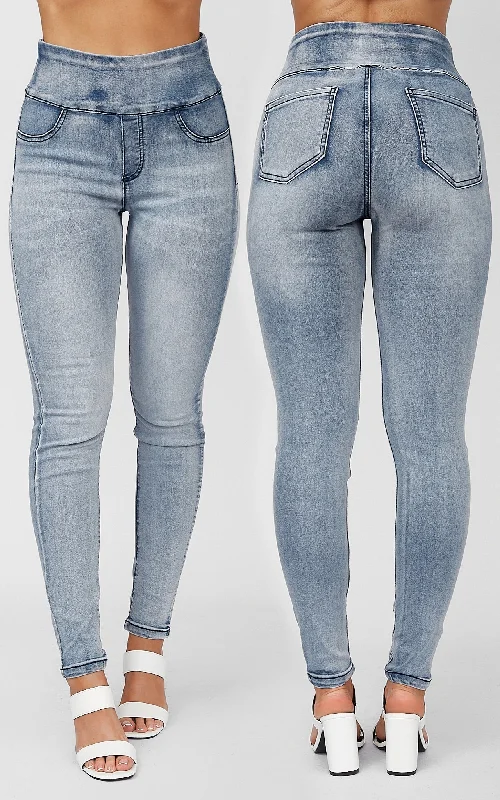 Knitted Design Vivian Jeggings - Vintage Blue