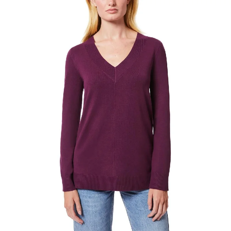 Fashion Classic Womens Ribbed Viscose V-Neck Sweater
