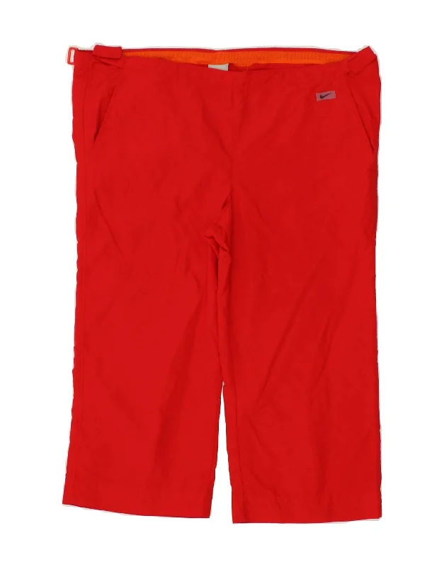 Embroidery Design NIKE Womens Bermuda Shorts UK 10/12 Medium W36 Red