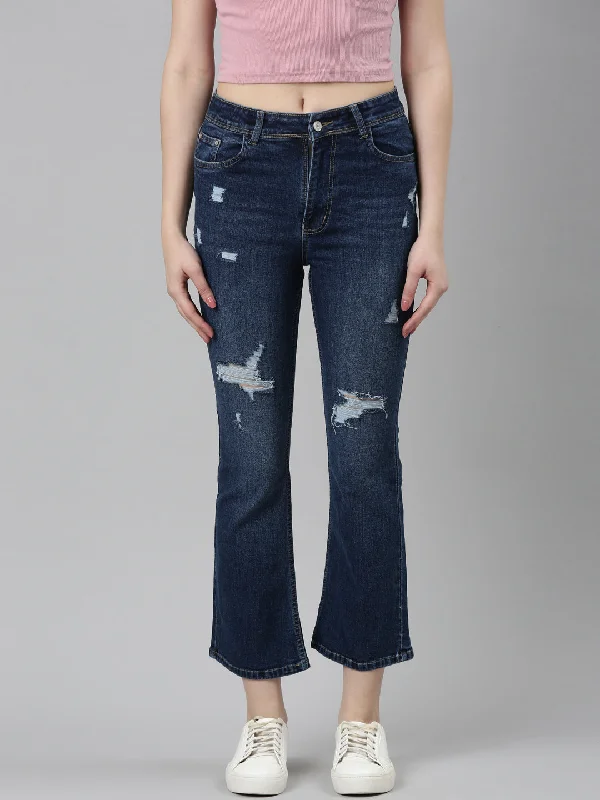 Alice style Women Blue Solid Flared Denim Jeans
