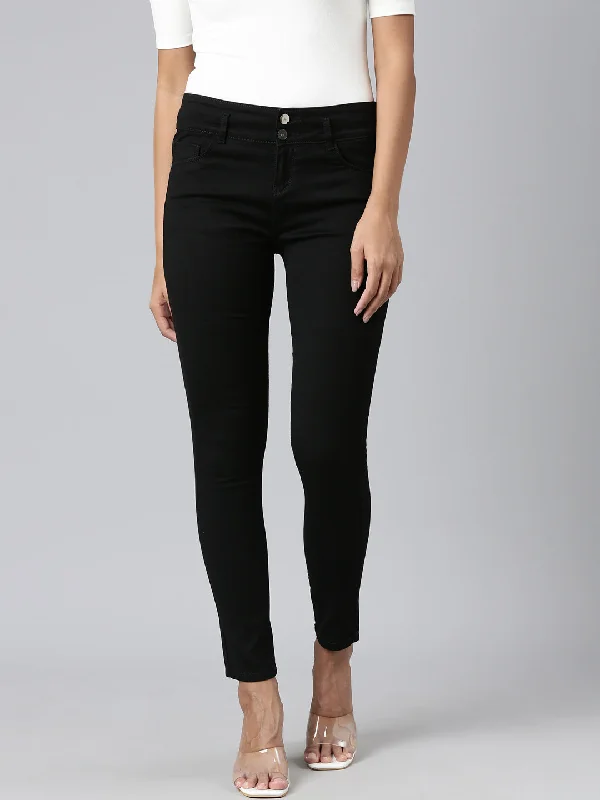 Cozy Chic Women Black Tie Dye Slim Fit Denim Jeans