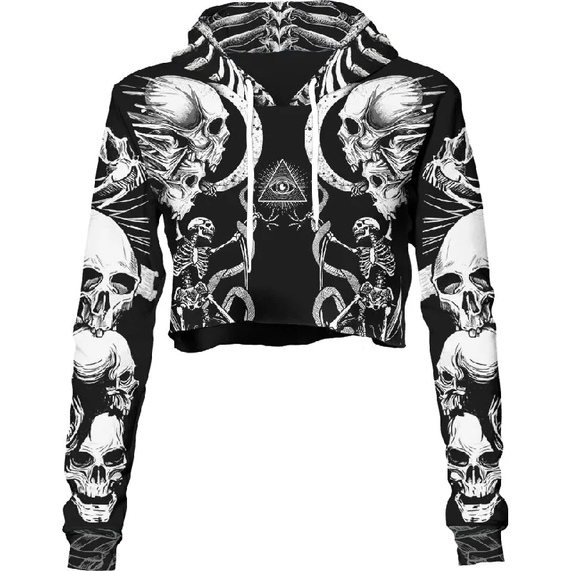 Fresh And Elegant Necromancer Crop Hoodie