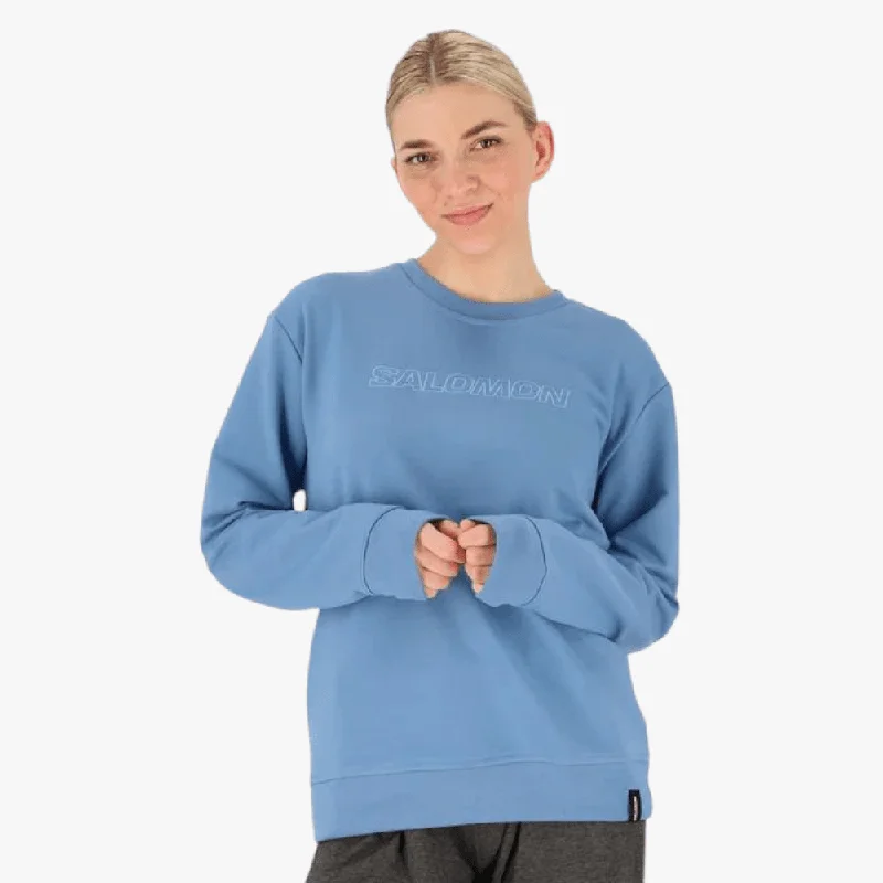 Simple Solid Color Salomon Womens Crew Fleece Pullover Sweater Quiet Harbour