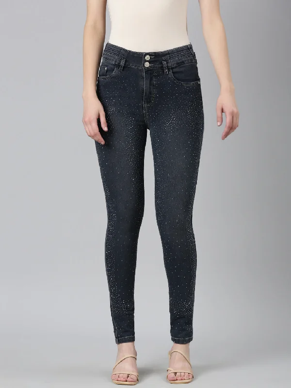 Versatile Style Women Grey Solid Straight Fit Denim Jeans