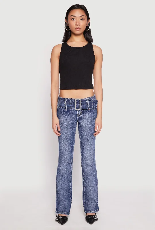 Advanced Customization Madden Girl Belted Front Boot Cut Jeans