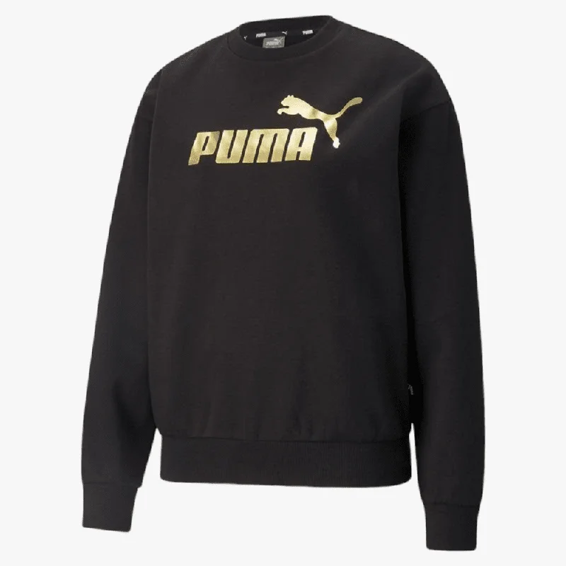 Luxury Temperament Puma Ladies Ess+ Metallic Logo Crew Sweater Black