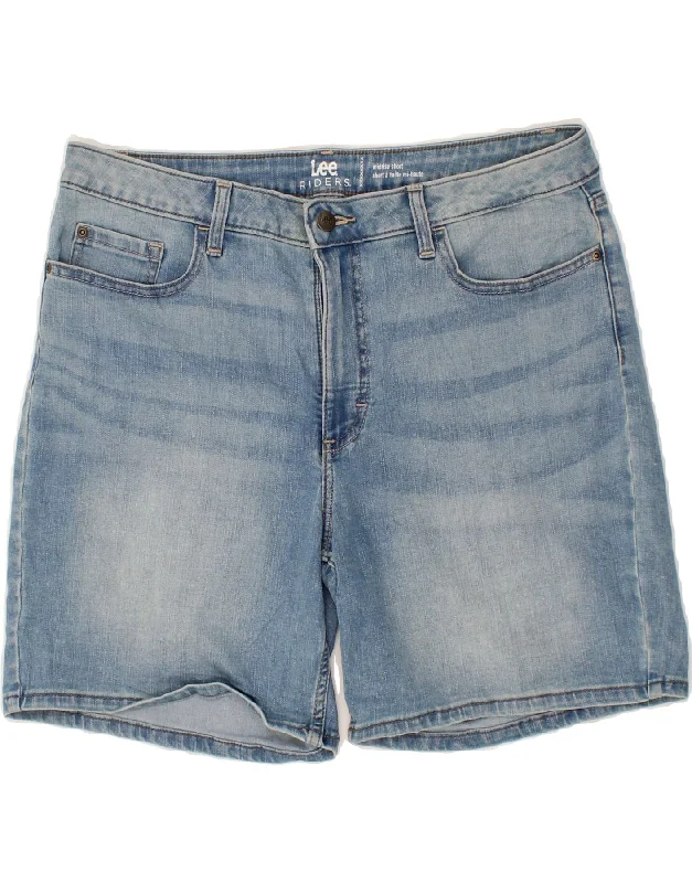 Lively And Youthful LEE Womens Riders Mid Rise Denim Shorts US 16 XL W36 Blue Cotton Lively And Youthful LEE Womens Riders Mid Rise Denim Shorts US 16 XL W36 Blue Cotton
