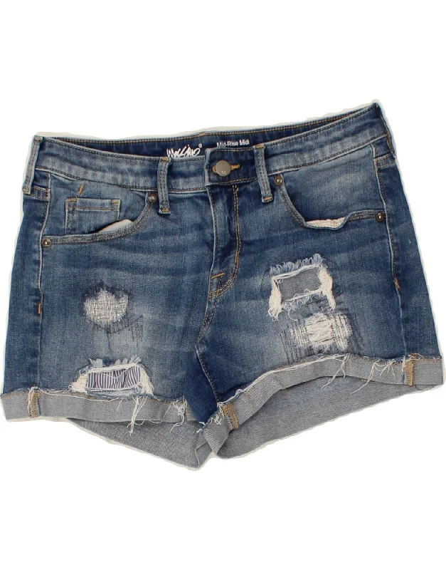 New Products MOSSIMO Womens Distressed Mid Rise Denim Shorts US 4 Small W27 Blue Cotton