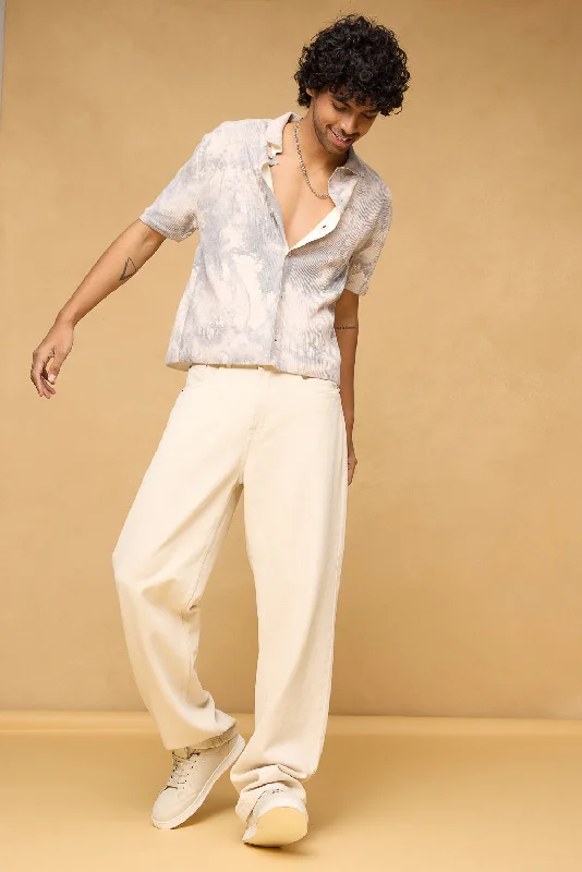 Fashion Must-have Tan Ecru Men's Straight Fit Jeans