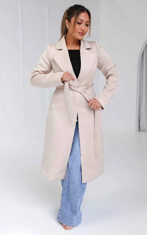 Casual Elegance Jackson Longline Coat - Sand Beige