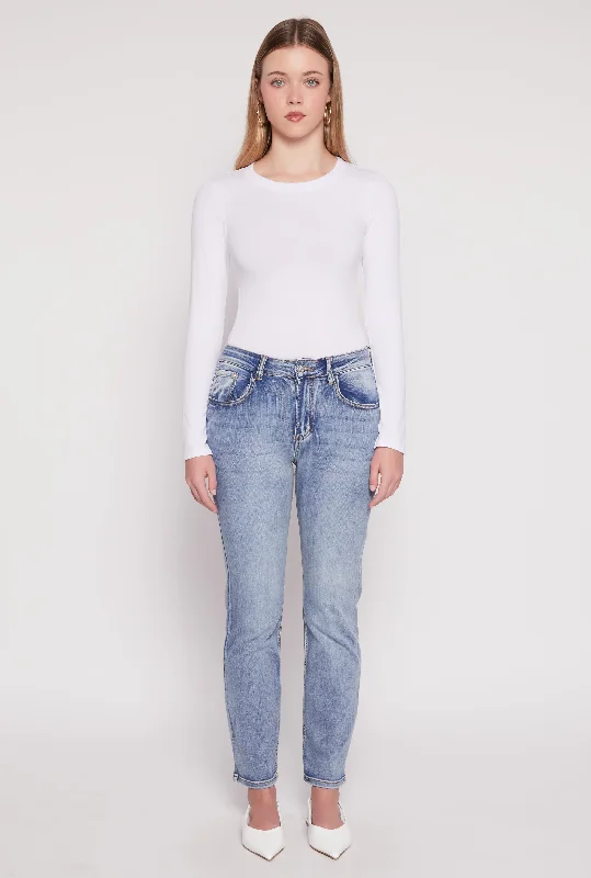 Elegant And Noble WAX Straight Leg Whiskered Jeans