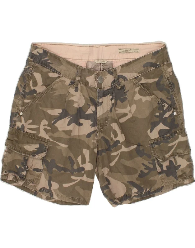 Slim Fit X-CAPE Womens Cargo Shorts W34 Large Khaki Camouflage Cotton