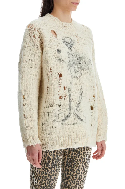 Effortless Dressing R13 Destroyed Pullover With Skeleton Print.