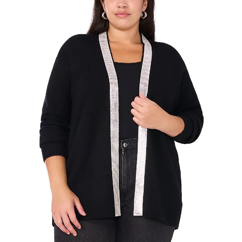 Fashion Wear Plus Cozy Season Womens Rhinestone Acrylic Cardigan Sweater