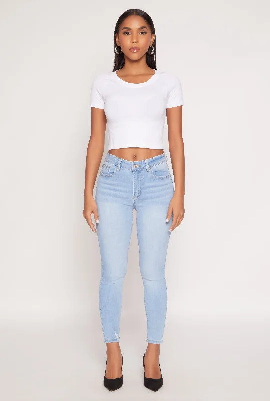 Denim Design WAX Frayed Detail Skinny Jeans