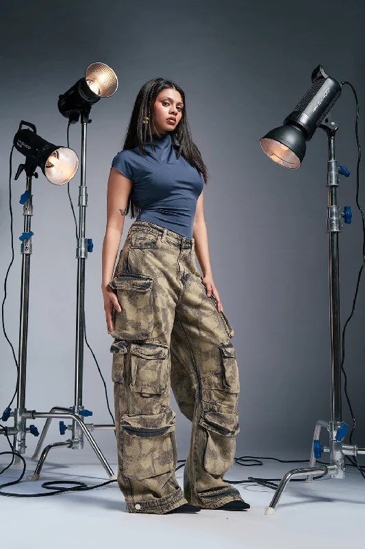 Comfortable Wear Camoclipse Baggy Barrel Cargo Jeans