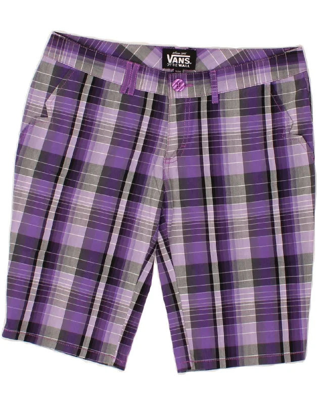 Fashionable Ease VANS Womens Chino Shorts US 7 Medium W30  Purple Check Cotton