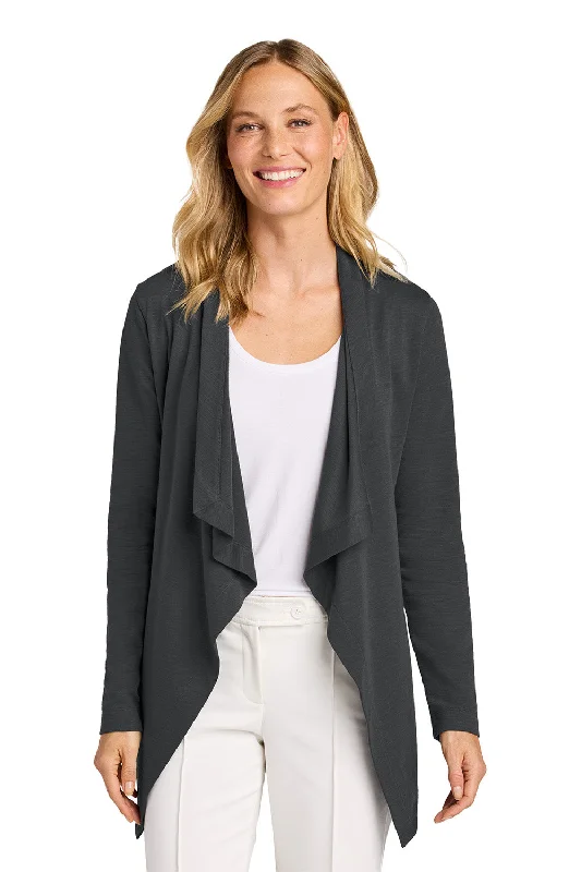 Age-reducing Style Port Authority Womens Breakwater Open Front Long Sleeve Cardigan Sweater w/ Pockets - Steel Grey - NEW Age-reducing Style Port Authority Womens Breakwater Open Front Long Sleeve Cardigan Sweater w/ Pockets - Steel Grey - NEW