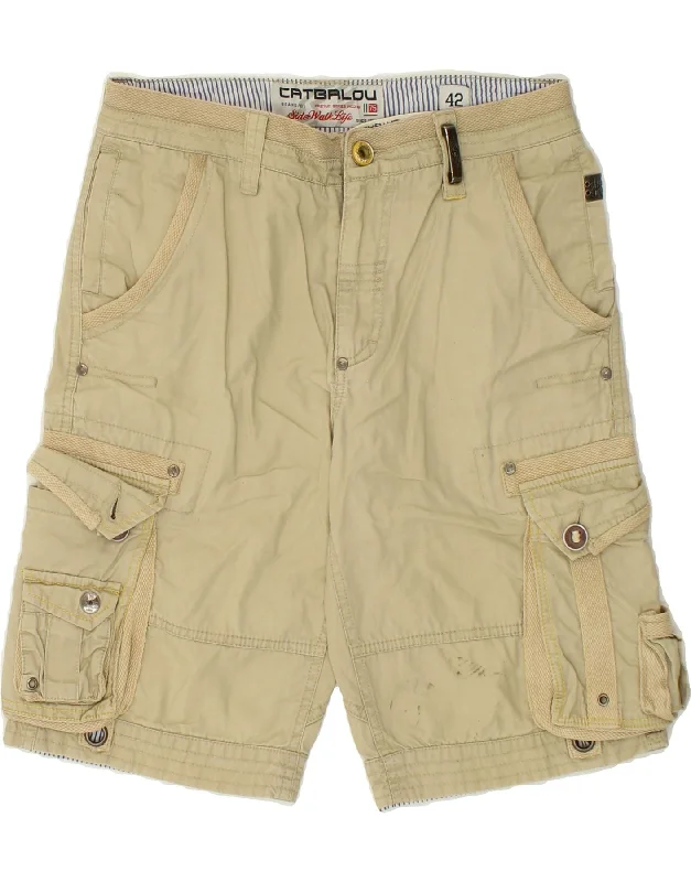 Urban Fashion VINTAGE Womens Cargo Shorts IT 42 Medium W30  Beige Cotton