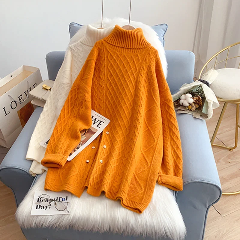Printed pattern New loose lazy style sweater high neck sweater women  4922
