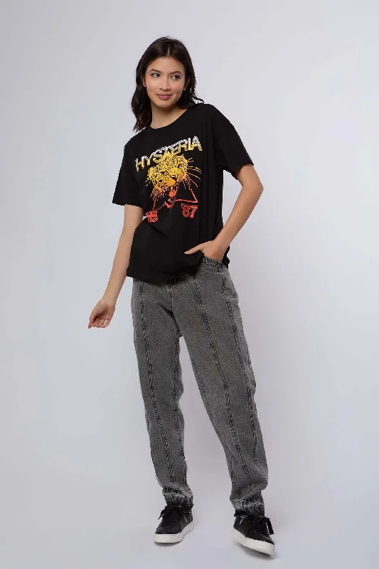 Fashionable And Versatile Women Denim Regular Fit Length Jeans Black Wash