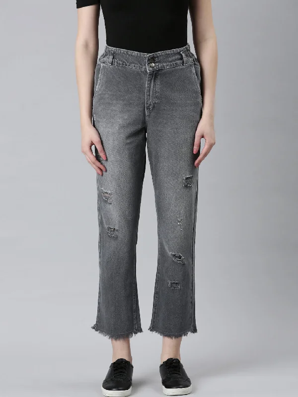 Comfortable down Women Grey Solid Boyfriend Fit Denim Jeans